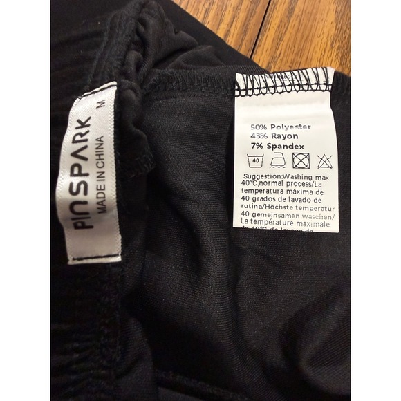 Pinspark Womens Black Lounge Set Wide Leg Pants Short Sleeve Top Medium - Picture 7 of 11